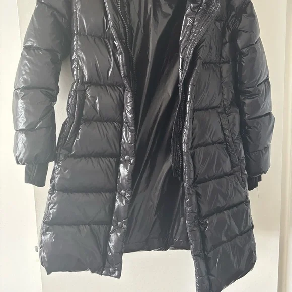 S13 Black Puffer Jacket with Faux Fur Hood - Picture 4 of 7